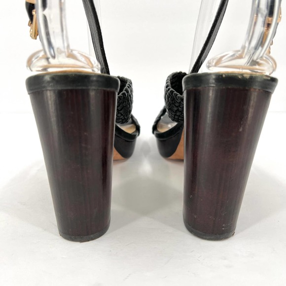 VINCE CAMUTO Signature Sandals Women 8.5 Green Paloma Braided Leather Block Heel - Picture 3 of 11